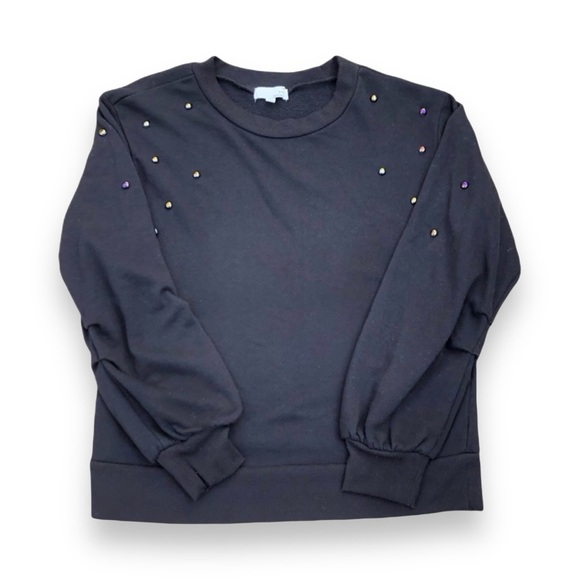 Iridescent Beaded Black Sweatshirt Size Small - Picture 3 of 5